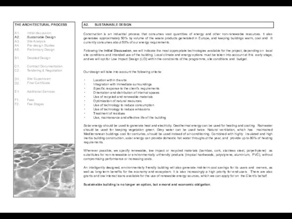 THE ARCHITECTURAL PROCESS A1. A2. A3. A4. A5. 2 / 13 Initial