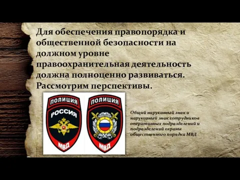 Для обеспечения правопорядка и общественной безопасности на должном уровне правоохранительная деятельность должна