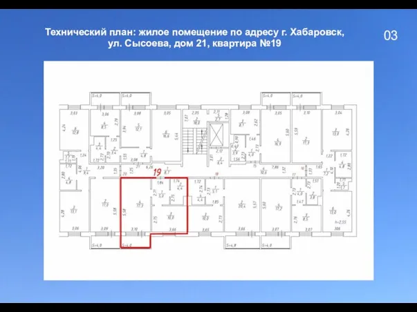 03 Технический план: жилое помещение по адресу г. Хабаровск, ул. Сысоева, дом 21, квартира №19