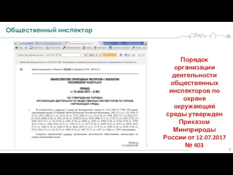 Общественный инспектор Порядок организации деятельности общественных инспекторов по охране окружающей среды утвержден