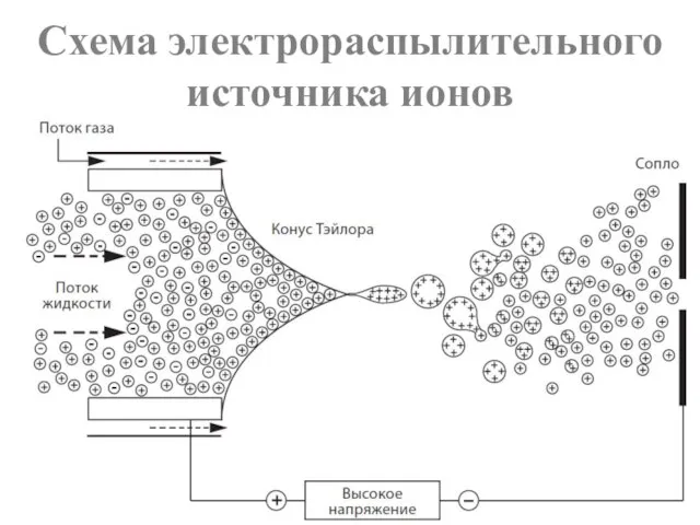 Схема электрораспылительного источника ионов