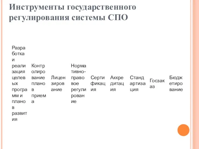 Инструменты государственного регулирования системы СПО