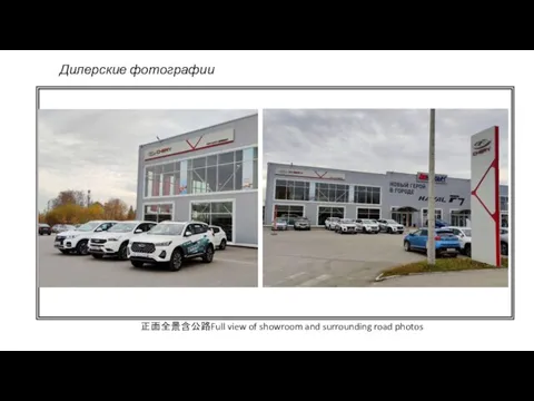 Дилерские фотографии 正面全景含公路Full view of showroom and surrounding road photos