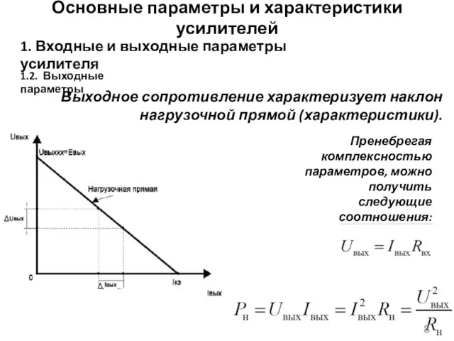 Основные параметры и характеристики усилителей 1. Входные и выходные параметры усилителя 1.2.