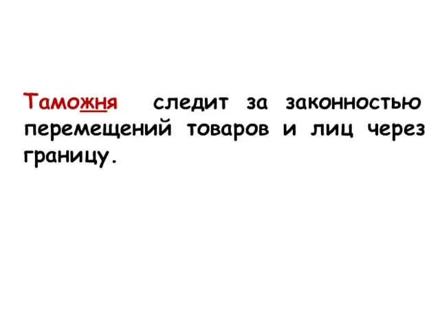 Таможня следит за законностью перемещений товаров и лиц через границу.