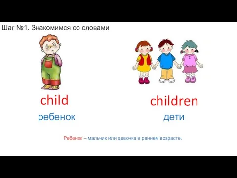 Ребенок – мальчик или девочка в раннем возрасте. children дети child ребенок