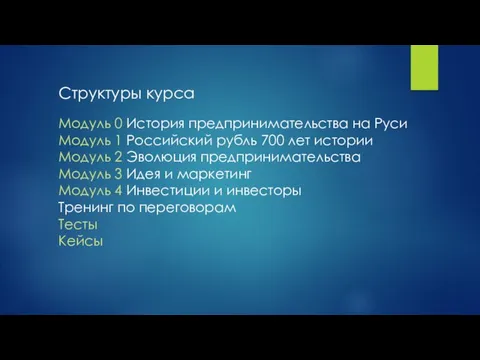 Модуль 0 История предпринимательства на Руси Модуль 1 Российский рубль 700 лет