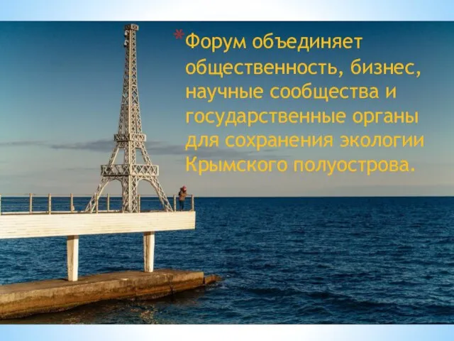Форум объединяет общественность, бизнес, научные сообщества и государственные органы для сохранения экологии Крымского полуострова.