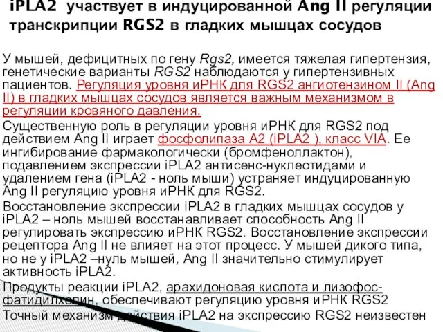 У мышей, дефицитных по гену Rgs2, имеется тяжелая гипертензия, генетические варианты RGS2