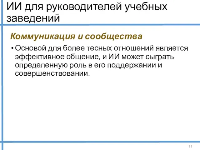 ИИ для руководителей учебных заведений Коммуникация и сообщества Основой для более тесных