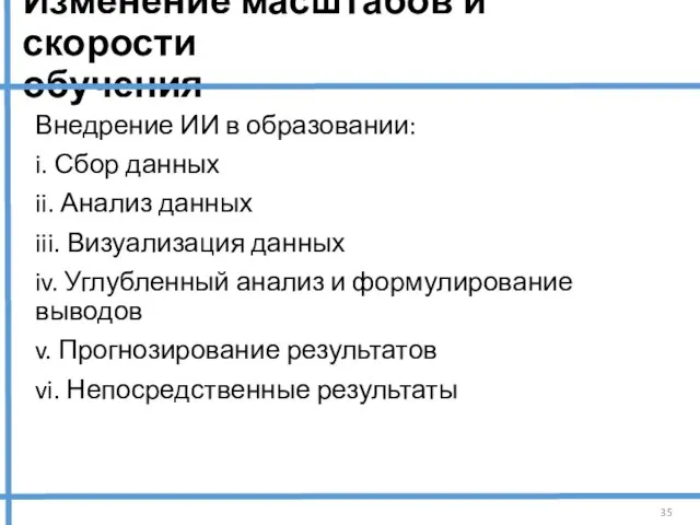 Изменение масштабов и скорости обучения Внедрение ИИ в образовании: i. Сбор данных