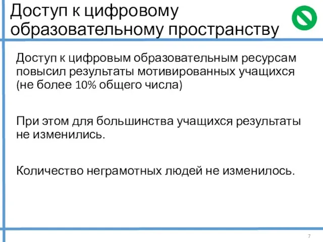 Доступ к цифровому образовательному пространству Доступ к цифровым образовательным ресурсам повысил результаты