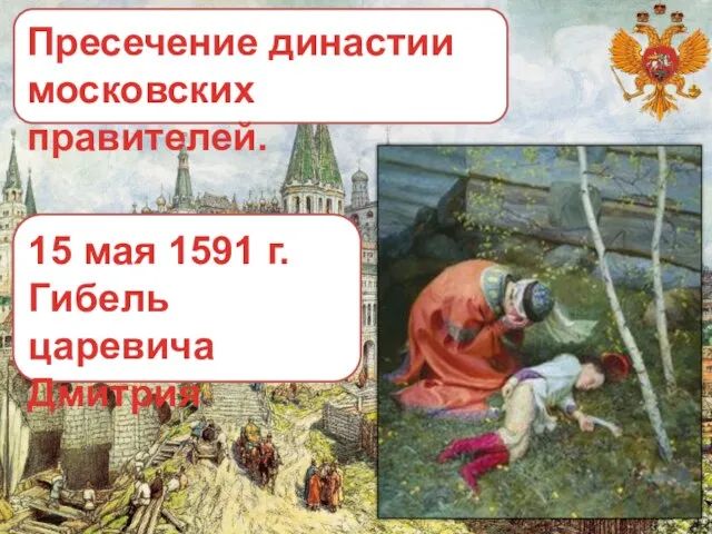 Пресечение династии московских правителей. 15 мая 1591 г. Гибель царевича Дмитрия