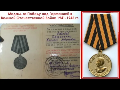 Медаль за Победу над Германией в Великой Отечественной Войне 1941-1945 гг.