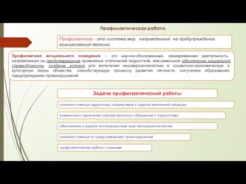 Профилактика - это система мер, направленных на предупреждение возникновения явления. Профилактическая работа