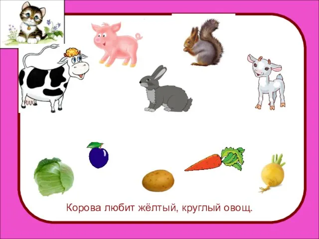 Корова любит жёлтый, круглый овощ.