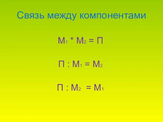 Связь между компонентами М1 * М2 = П П : М1 =