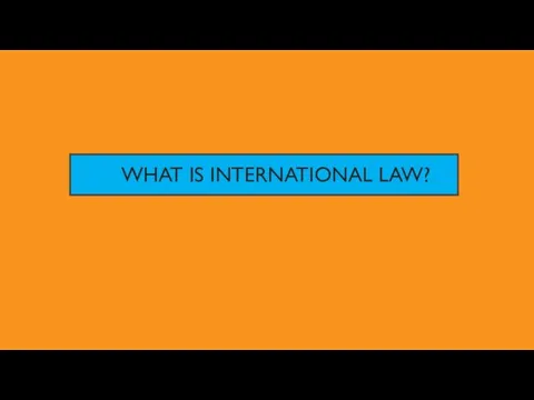 WHAT IS INTERNATIONAL LAW?