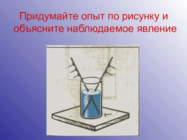 Придумайте опыт по рисунку и объясните наблюдаемое явление