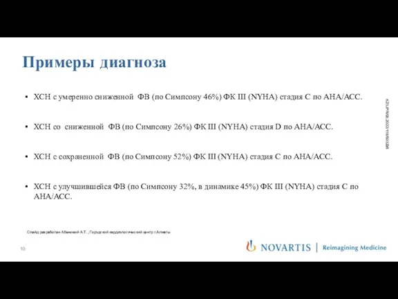 Примеры диагноза ХСН с умеренно сниженной ФВ (по Симпсону 46%) ФК III