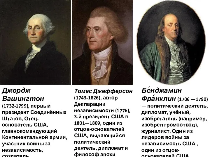 Джордж Вашингтон (1732-1799), первый президент Соединённых Штатов, Отец-основатель США, главнокомандующий Континентальной армии,