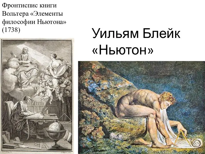 Фронтиспис книги Вольтера «Элементы философии Ньютона» (1738) Уильям Блейк «Ньютон»