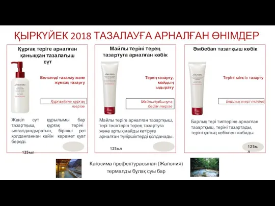 ҚЫРКҮЙЕК 2018 ТАЗАЛАУҒА АРНАЛҒАН ӨНІМДЕР Құрғақ теріге арналған қаныққан тазалағыш сүт Майлы