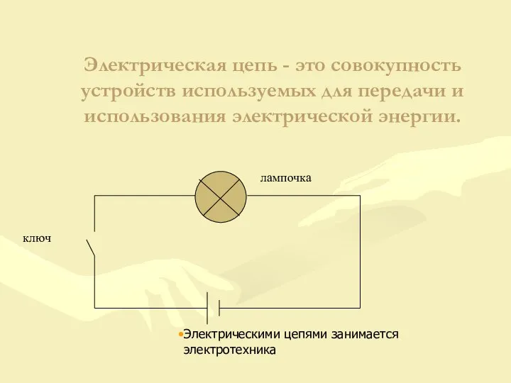 Электрическая цепь - это совокупность устройств используемых для передачи и использования электрической