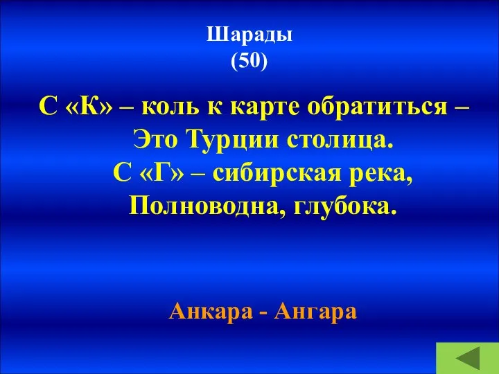 Шарады (50) С «К» – коль к карте обратиться – Это Турции