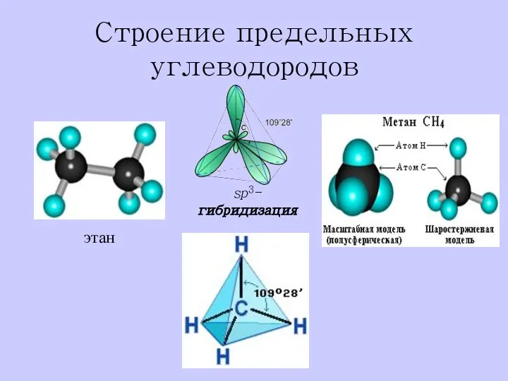 Строение предельных углеводородов этан sp3-гибридизация
