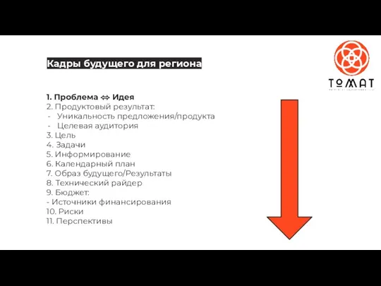 1. Проблема ⬄ Идея 2. Продуктовый результат: Уникальность предложения/продукта Целевая аудитория 3.