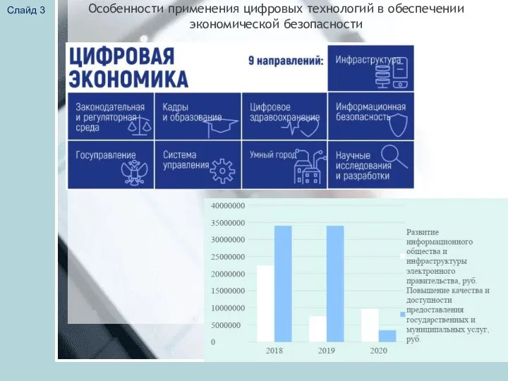 Особенности применения цифровых технологий в обеспечении экономической безопасности Слайд 3