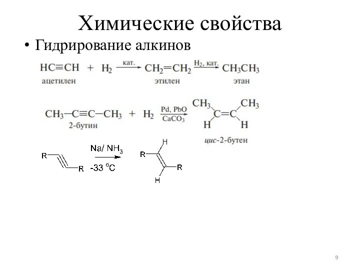 Химические свойства Гидрирование алкинов
