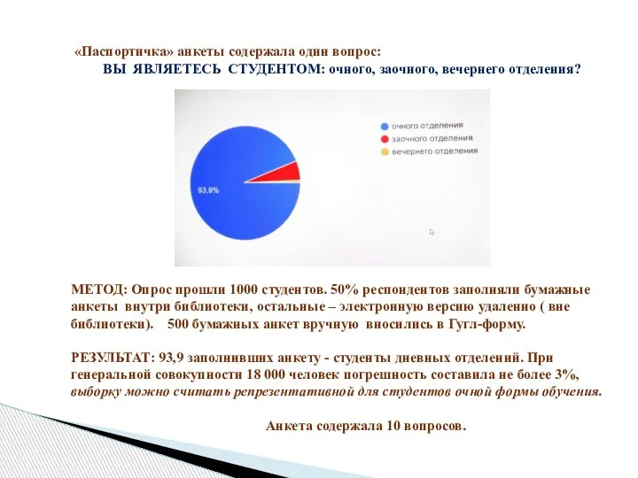 «Паспортичка» анкеты содержала один вопрос: ВЫ ЯВЛЯЕТЕСЬ СТУДЕНТОМ: очного, заочного, вечернего отделения?