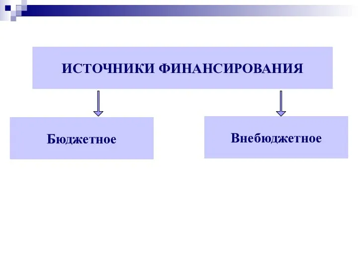 ИСТОЧНИКИ ФИНАНСИРОВАНИЯ Бюджетное Внебюджетное