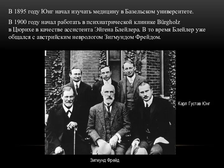 В 1895 году Юнг начал изучать медицину в Базельском университете. В 1900