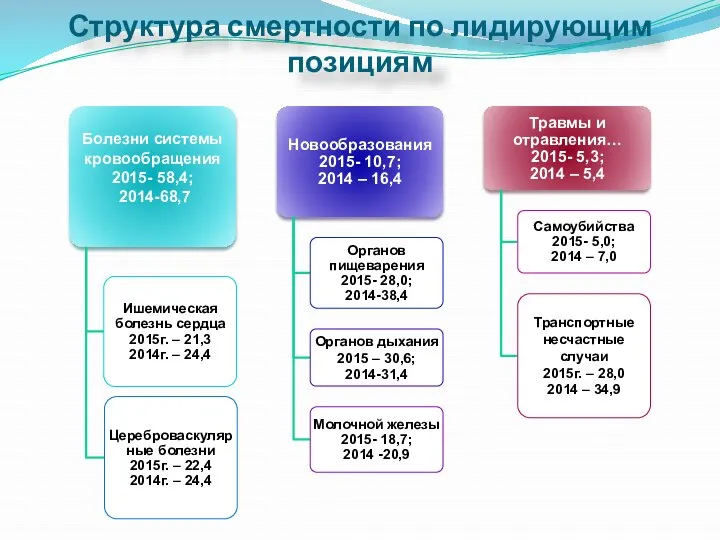 Структура смертности по лидирующим позициям