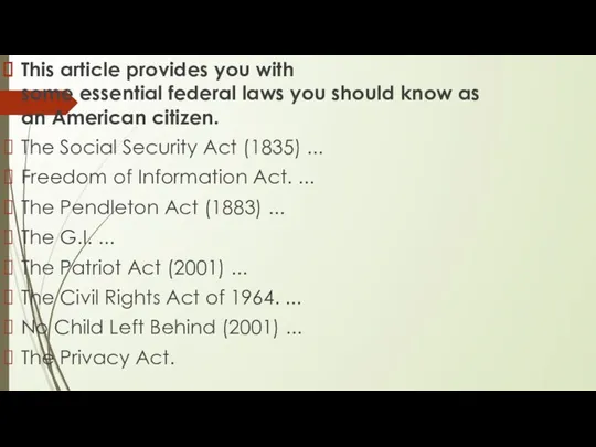 This article provides you with some essential federal laws you should know