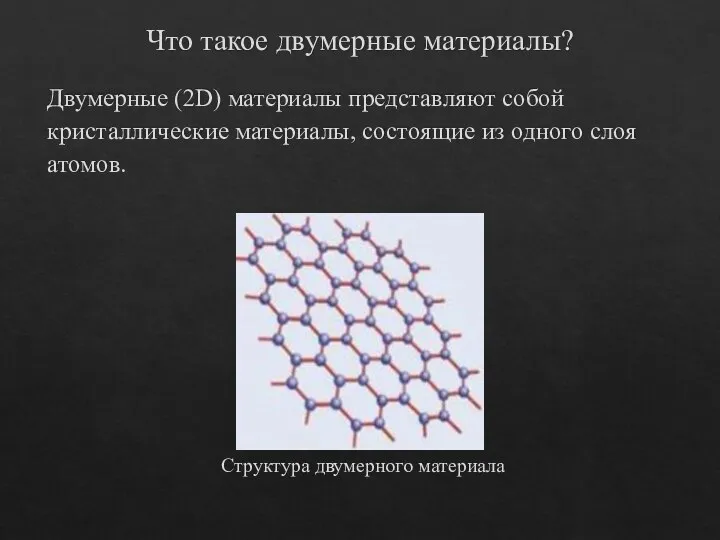 Что такое двумерные материалы? Двумерные (2D) материалы представляют собой кристаллические материалы, состоящие