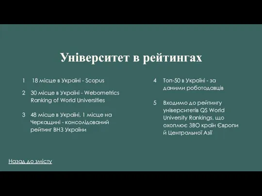 Університет в рейтингах 1 18 місце в Україні - Scopus 4 Топ-50