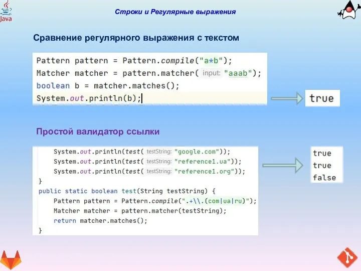 Строки и Регулярные выражения Сравнение регулярного выражения с текстом Простой валидатор ссылки
