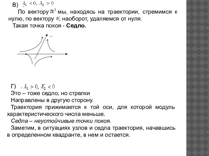 В) . По вектору мы, находясь на траектории, стремимся к нулю, по