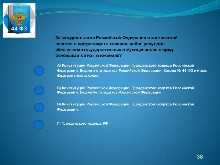 38 Законодательство Российской Федерации о контрактной системе в сфере закупок товаров, работ,