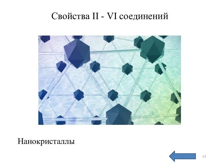 Свойства II - VI соединений Нанокристаллы