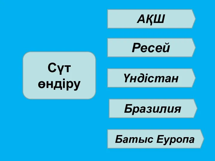 Сүт өндіру АҚШ Ресей Батыс Еуропа Бразилия Үндістан