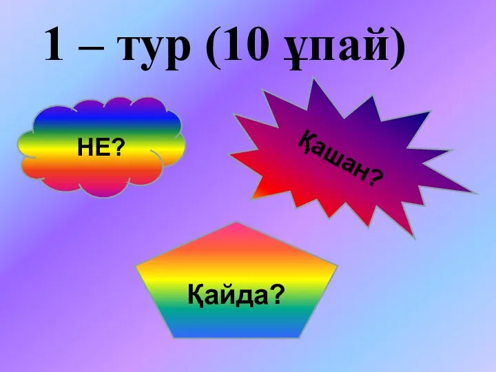 1 – тур (10 ұпай) НЕ? Қашан? Қайда?