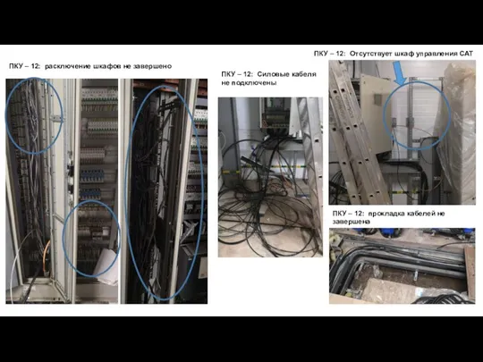 ПКУ – 12: расключение шкафов не завершено ПКУ – 12: Отсутствует шкаф