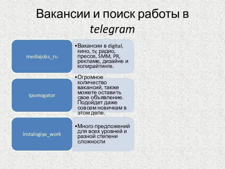 Вакансии и поиск работы в telegram mediajobs_ru Вакансии в digital, кино, tv,