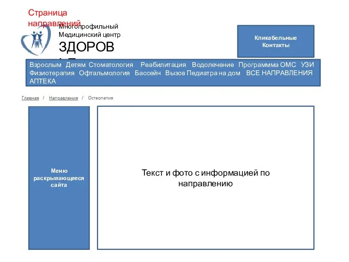 Многопрофильный Медицинский центр ЗДОРОВЬЕ Взрослым Детям Стоматология Реабилитация Водолечение Программма ОМС УЗИ