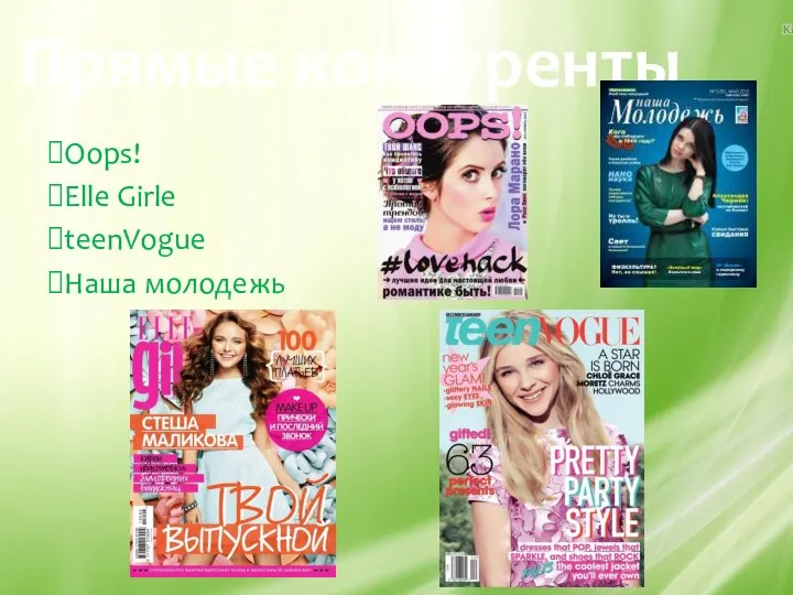 Прямые конкуренты Oops! Elle Girle teenVogue Наша молодежь